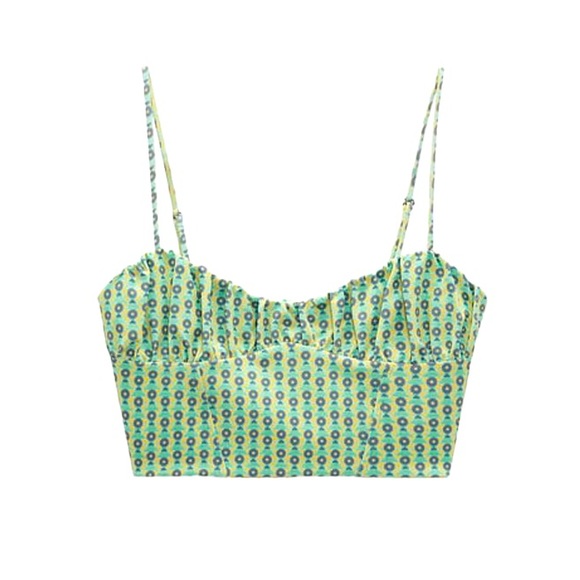 Zara floral geometric print crop top size medium NWT - Picture 2 of 7